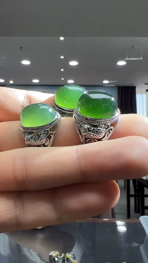 未镶嵌蛇纹石玉戒指a622-多样性发货其中发一