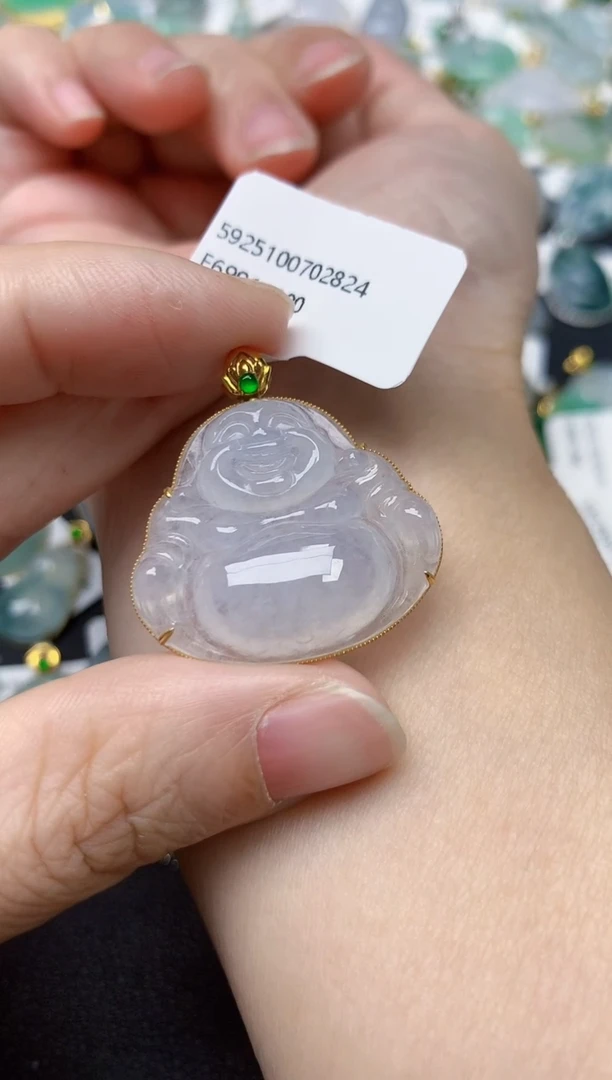 颈饰18K金镶嵌翡翠天然缅甸A货翡翠