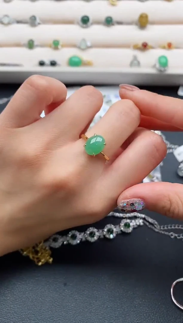 银S925镶嵌戒指翡翠555555+7