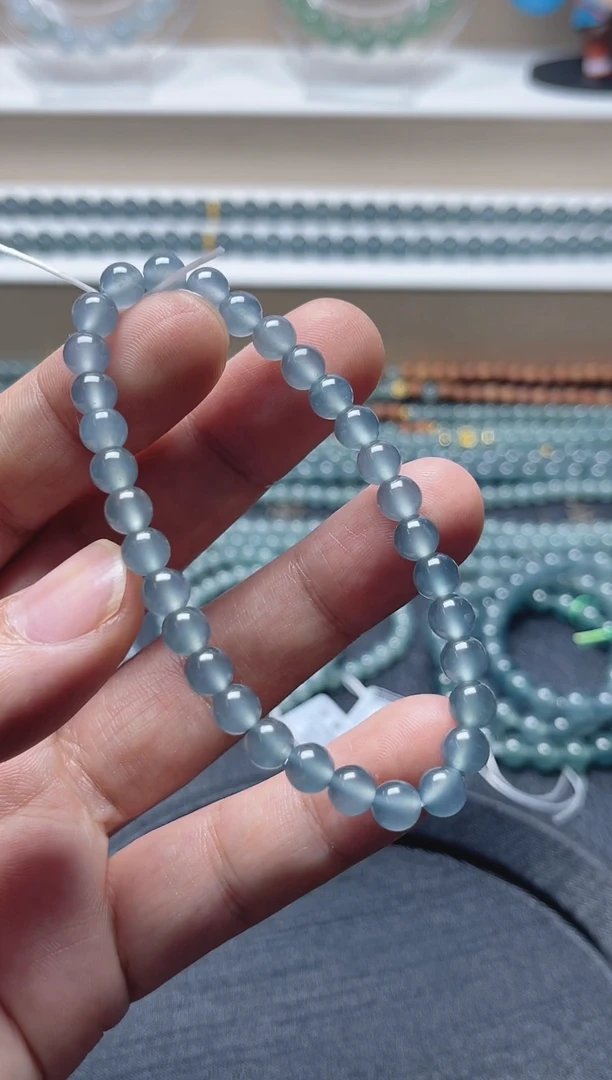 未镶嵌手串翡翠天然危地马拉翡翠A货手串卡5.8左右