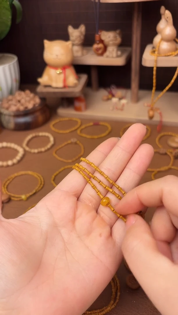 手串桃核三圈竹节跑环