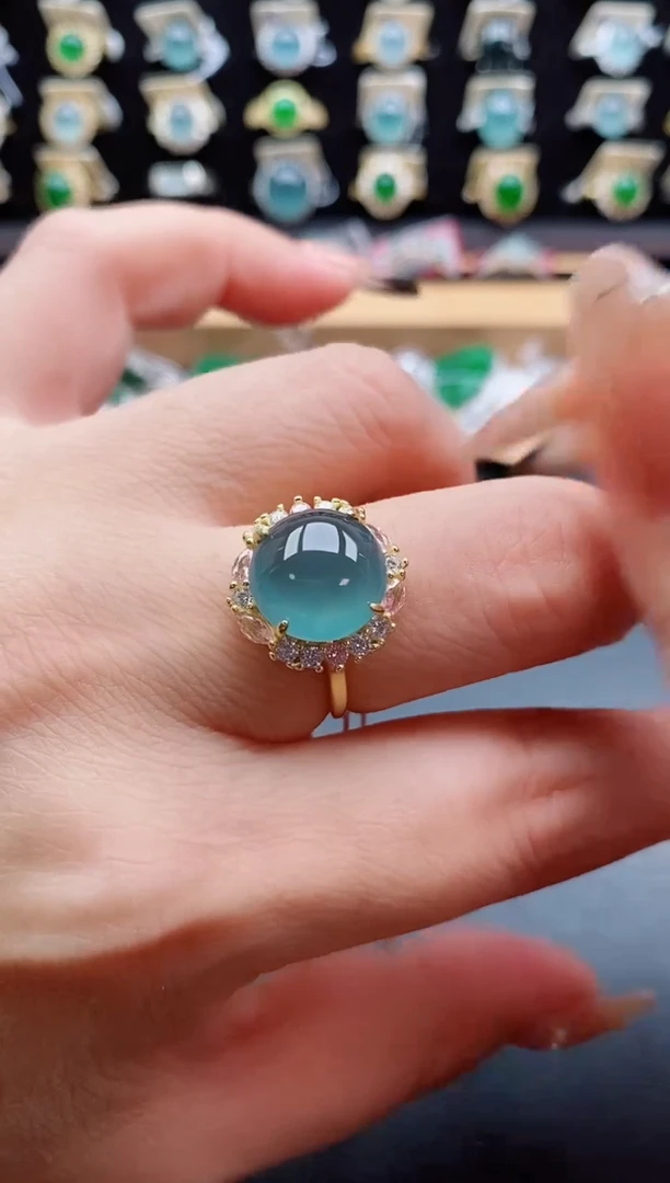 银S925镶嵌戒指翡翠1