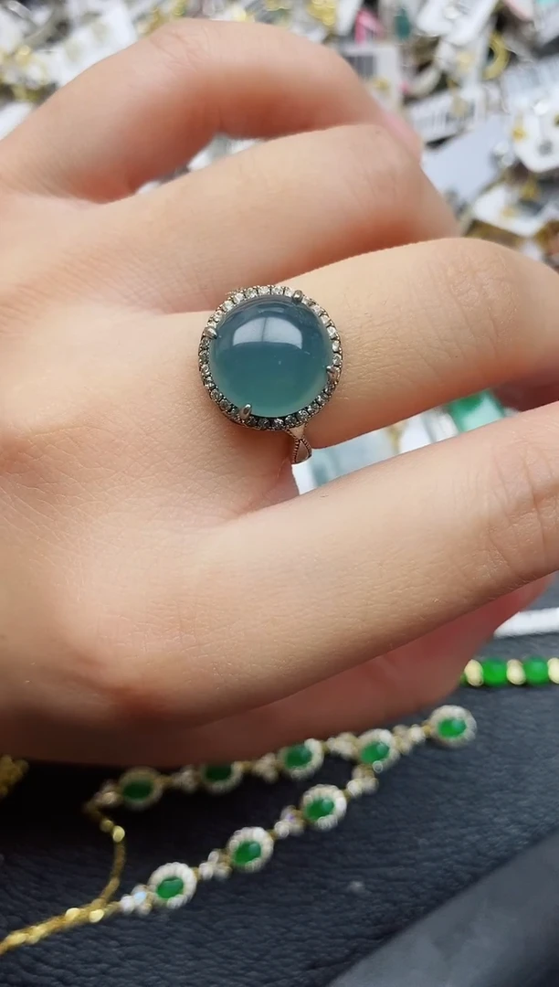 银S925镶嵌戒指翡翠1