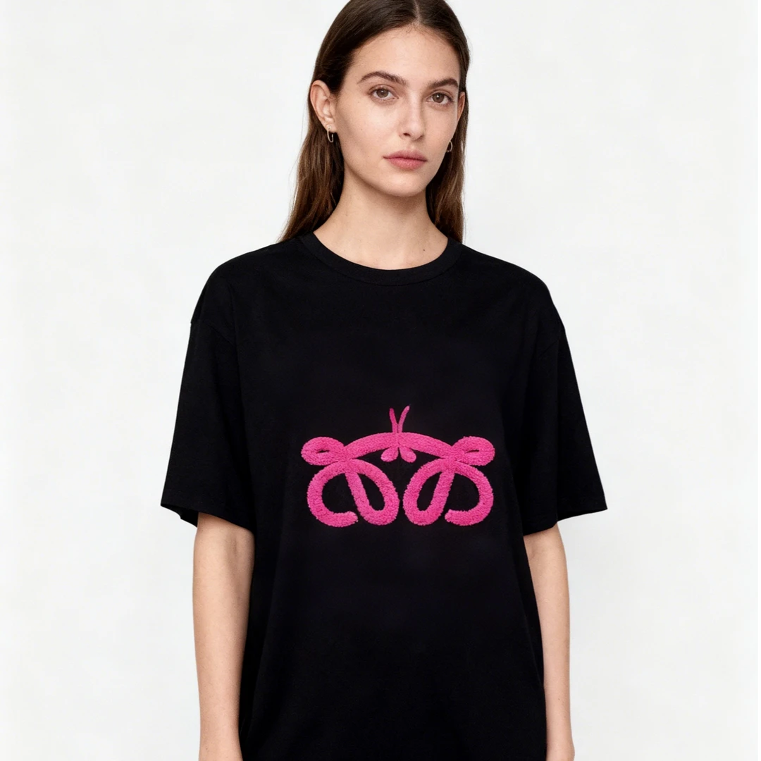 JNJA休闲纯棉短袖T百搭新款高端时尚短袖T恤LT078-黑色