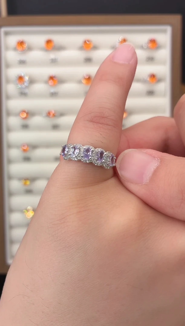 银S925镶嵌戒指紫色碧玺111111