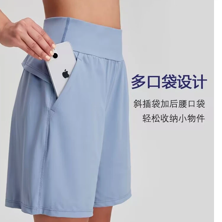 跑步训练运动短裤女夏双口袋跑步健身五分裤宽松休闲中裤瑜伽短裤