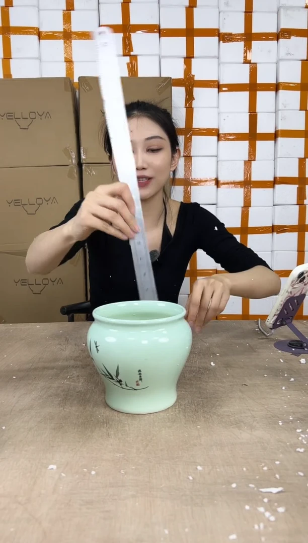 缸型浅绿竹子13x13