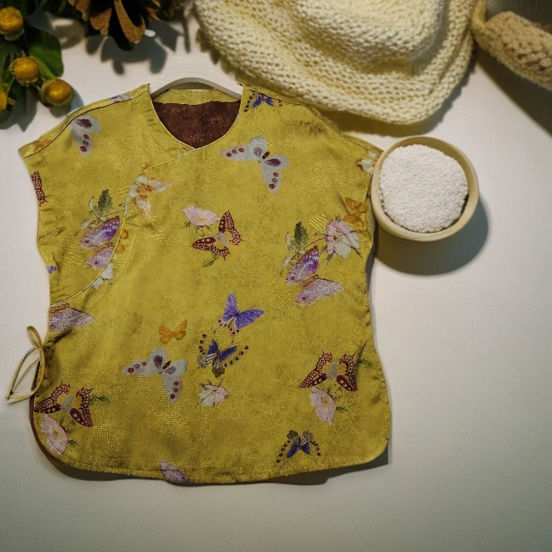 【梁祝化蝶】原创香云老料新中式国风时尚气质减龄提花百搭短袖1102