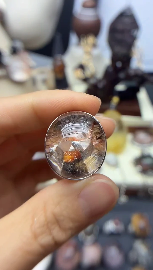 银S925镶嵌珠宝半成品水晶猫*鱼水晶水晶