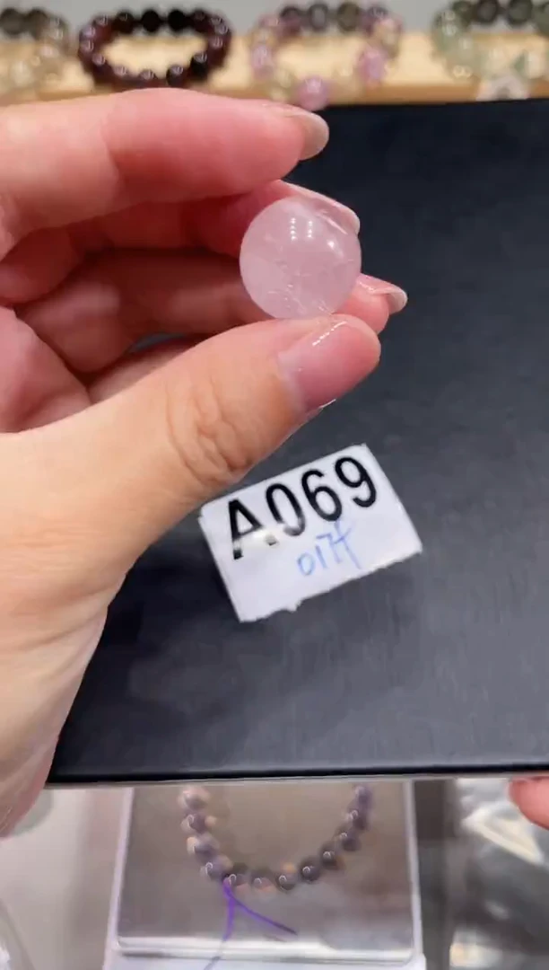 未镶嵌手链水晶A069粉雪花幽灵单珠16