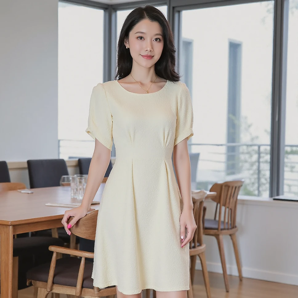 【小云总专享】气质收腰A字裙法式短袖连衣裙约会长裙KT20705