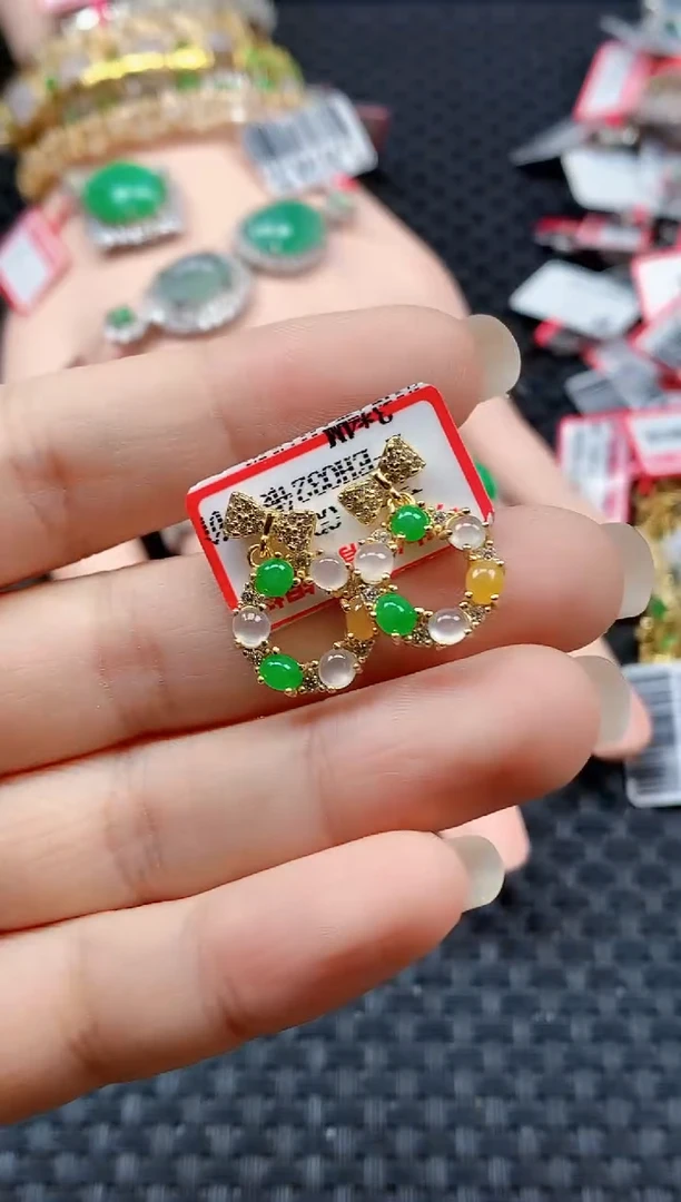 银S925镶嵌戒指翡翠天然A货缅甸翡翠