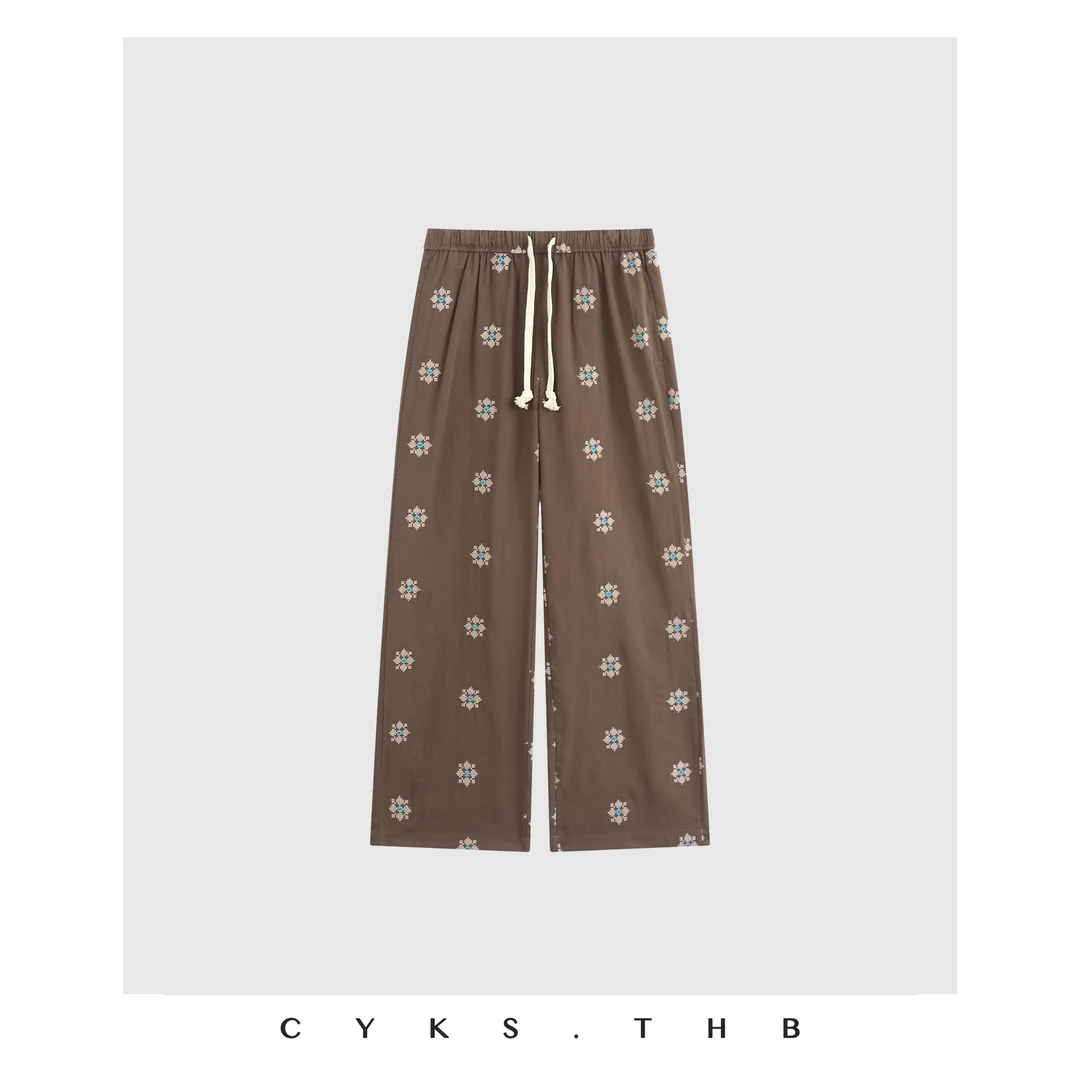 CYKS.THB | 奈良少女 定制天丝棉麻重磅刺绣显瘦九分裤