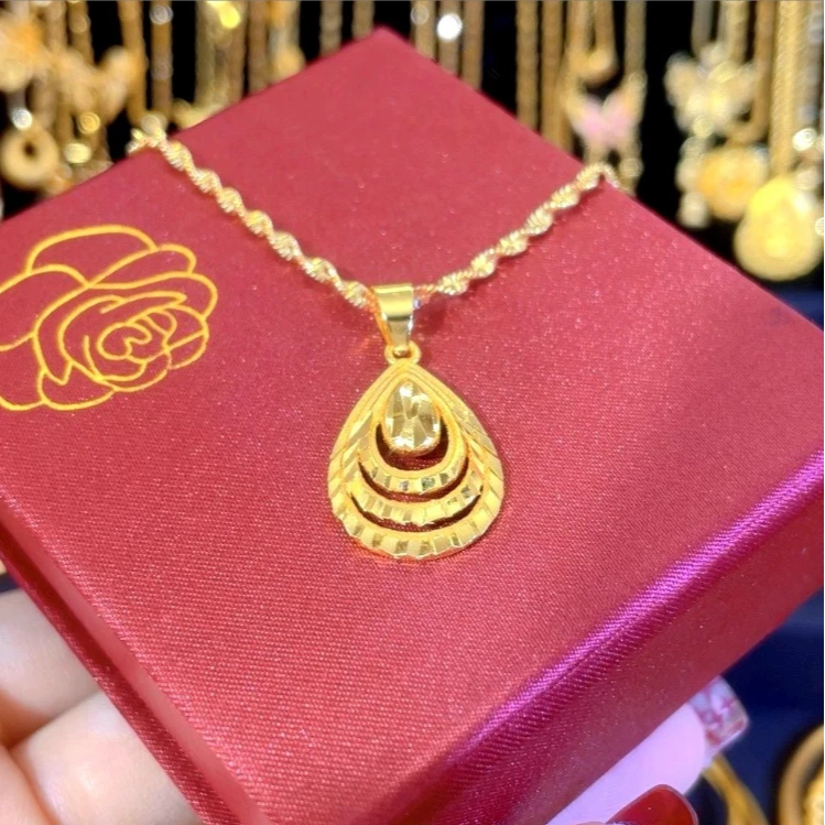 福韵天玺 铜合金项链 《韵系列》水波纹链车花水滴项链女款精美