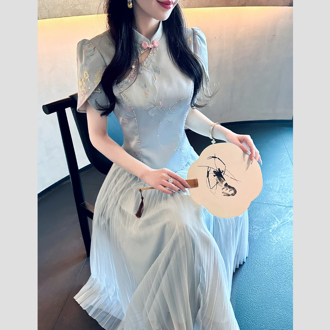 余潇潇【江南才女】新中式国风轻奢高档提花衬衫短上衣