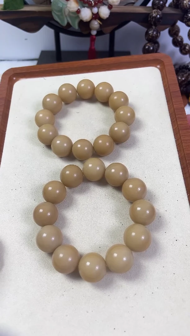 菩提根/象牙果手串23 天然咖色汤圆