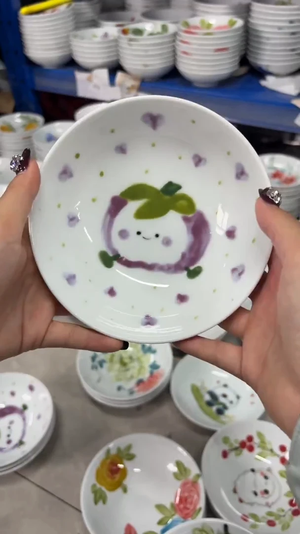 瓷片景德镇陶瓷食品级手绘釉中彩-小胖碗