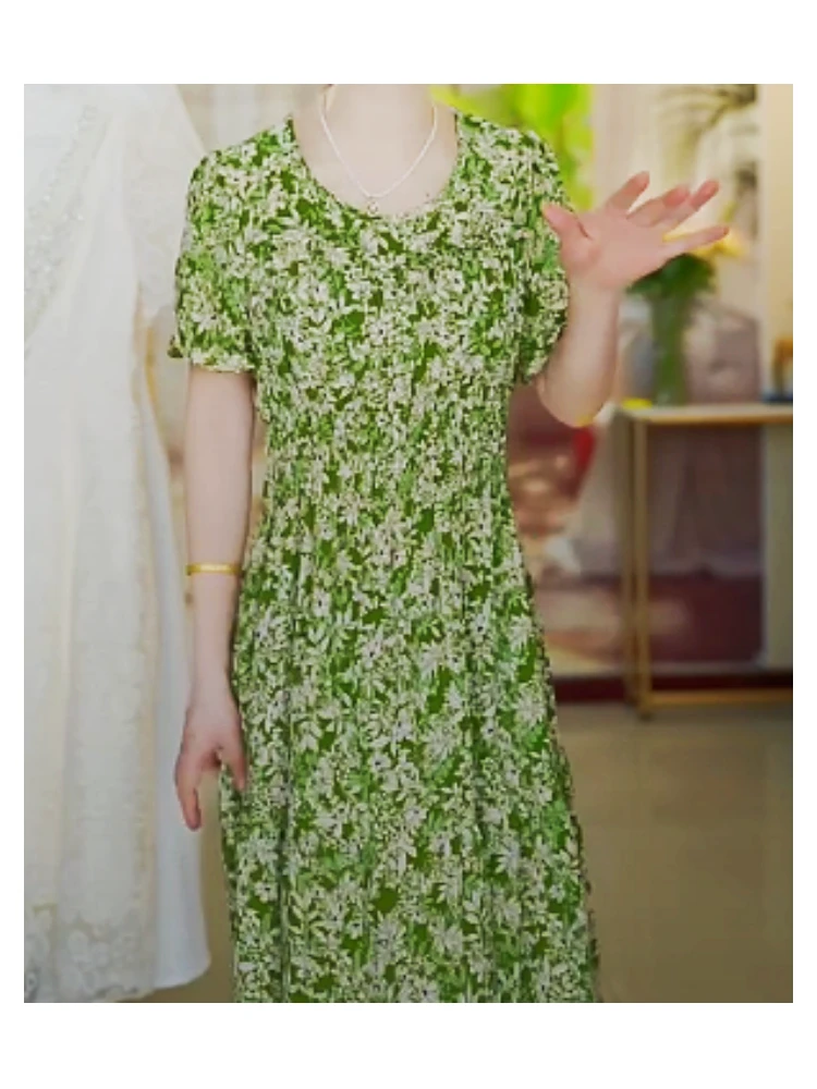 X0561 夏季气质连衣裙女洋气显瘦法式收腰时尚减龄遮肉修身连衣裙