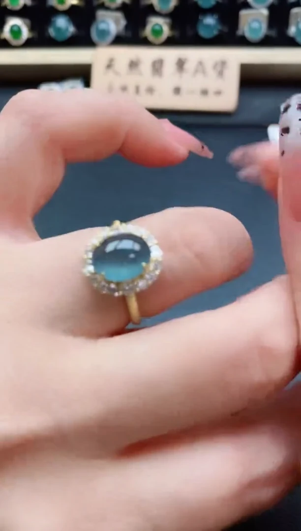 银S925镶嵌戒指翡翠1