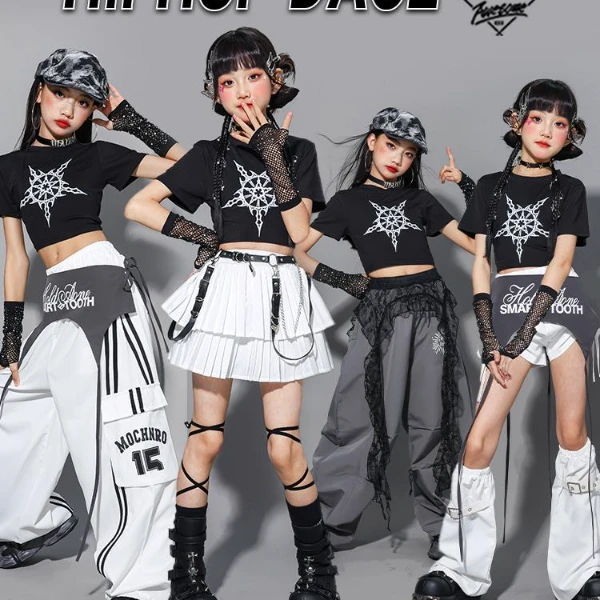 女童jazz爵士舞演出服女团少儿走秀套装儿童街舞可爱超萌儿童衣服