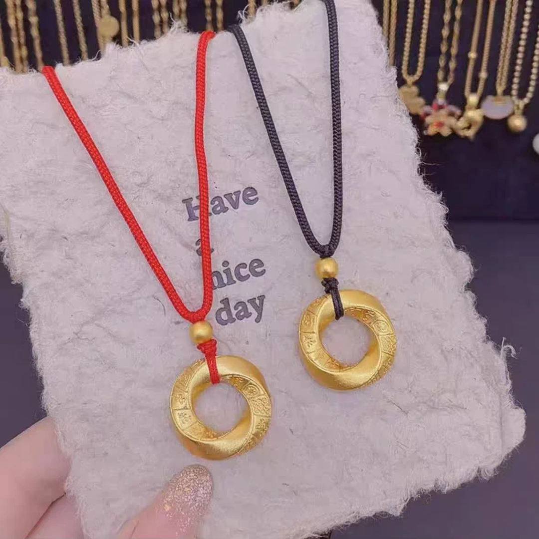 合金吊坠 时尚百搭麻友十三幺情侣女款金色素圈吊坠饰品挂坠项链