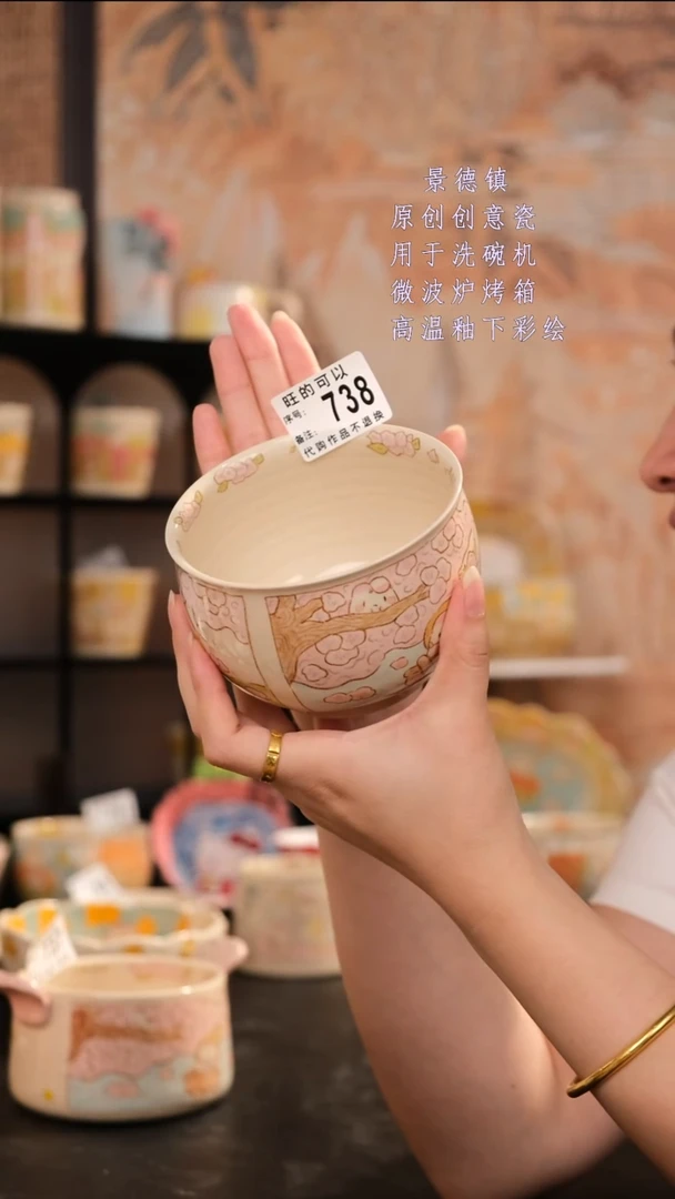 摆件景德镇手工手绘设计师款