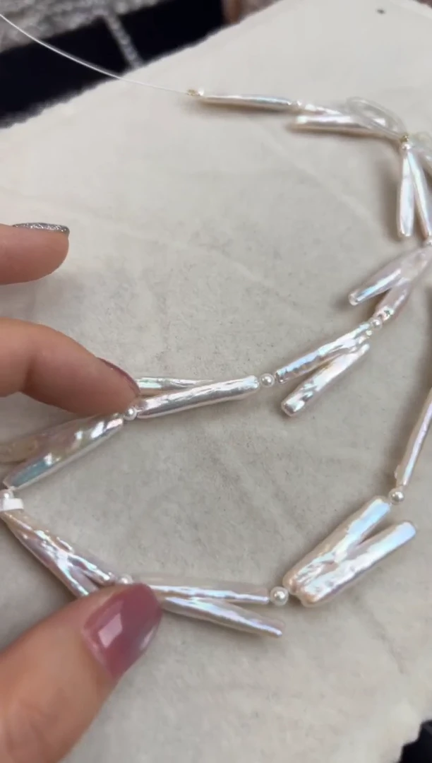 未镶嵌32淡水珍珠树叉*巴洛克项链