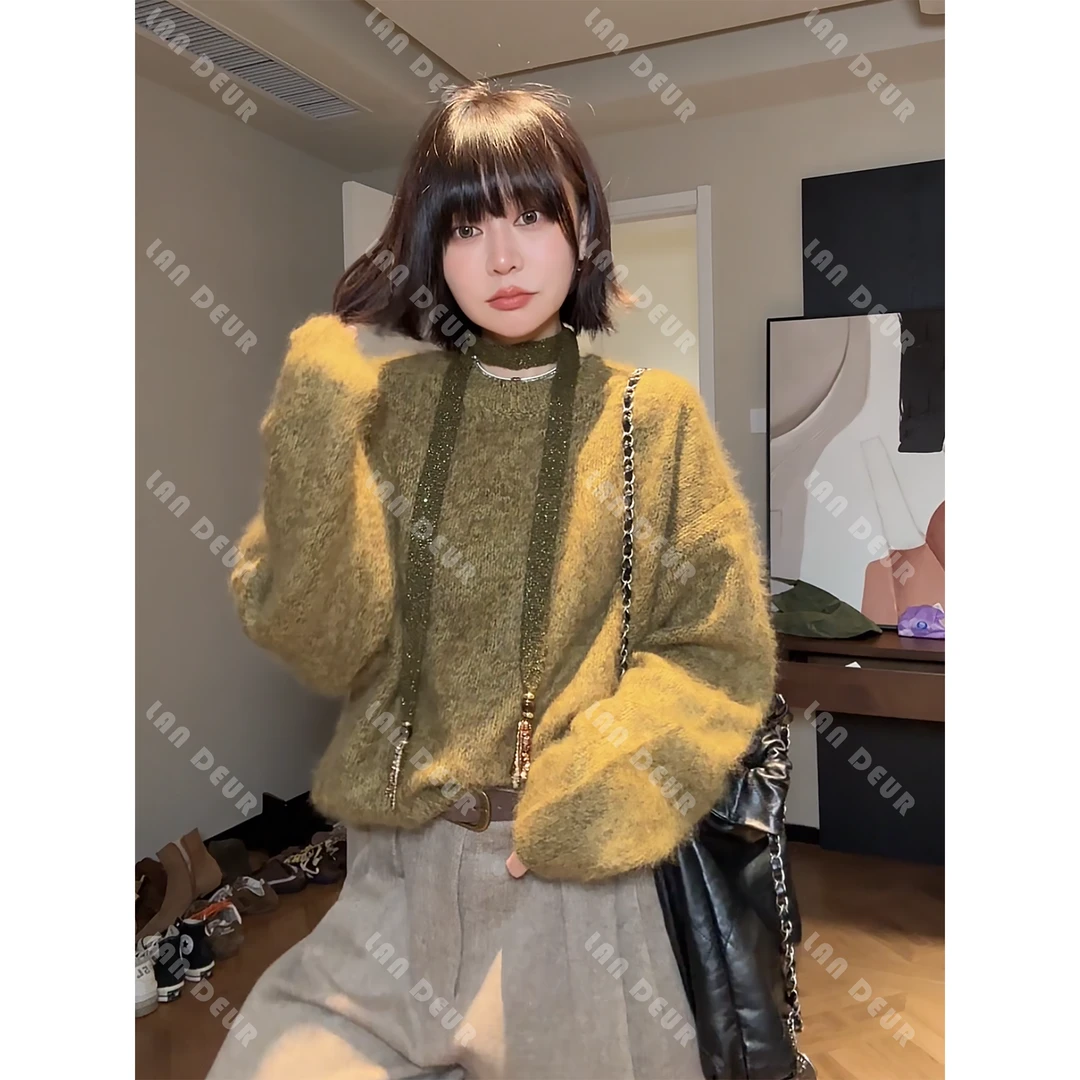 JIUJIU【气质配方】绵羊毛慵懒风简约设计感套头针织衫冬季女上衣