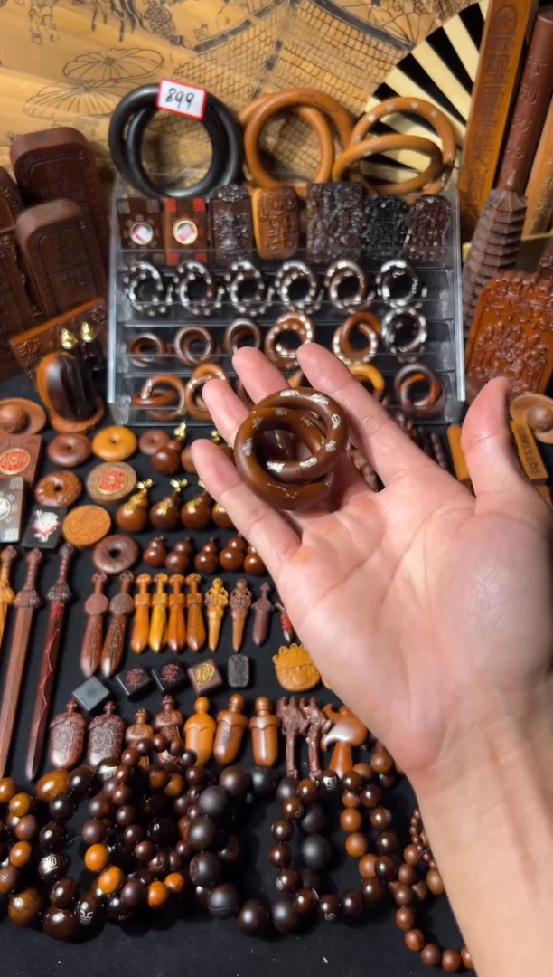 木雷击枣木 老料镶银五雷五路 乾坤圈