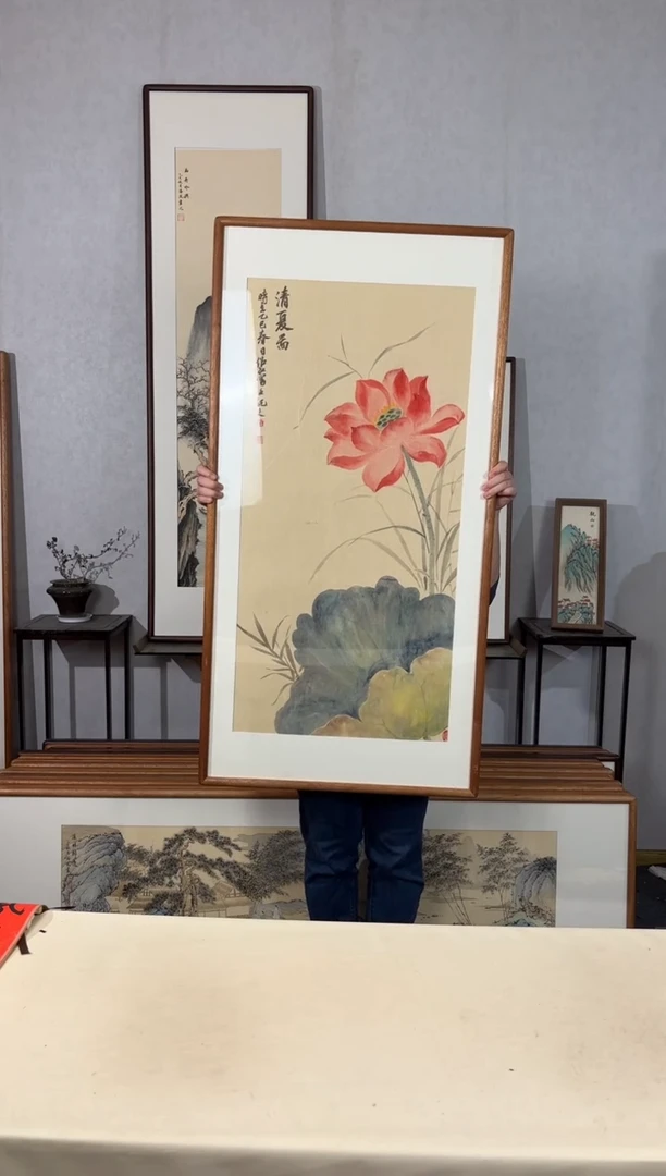 国画手绘*清夏图（荷花）*62*122cm