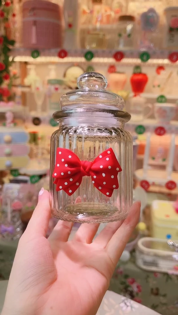 摆件品质好发货快放心拍！红色蝴蝶结密封罐