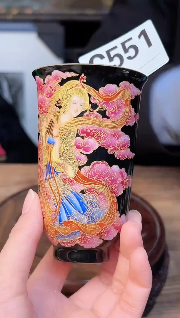 【闪购商品】杯子掐丝珐琅乌金釉人物闻香杯551