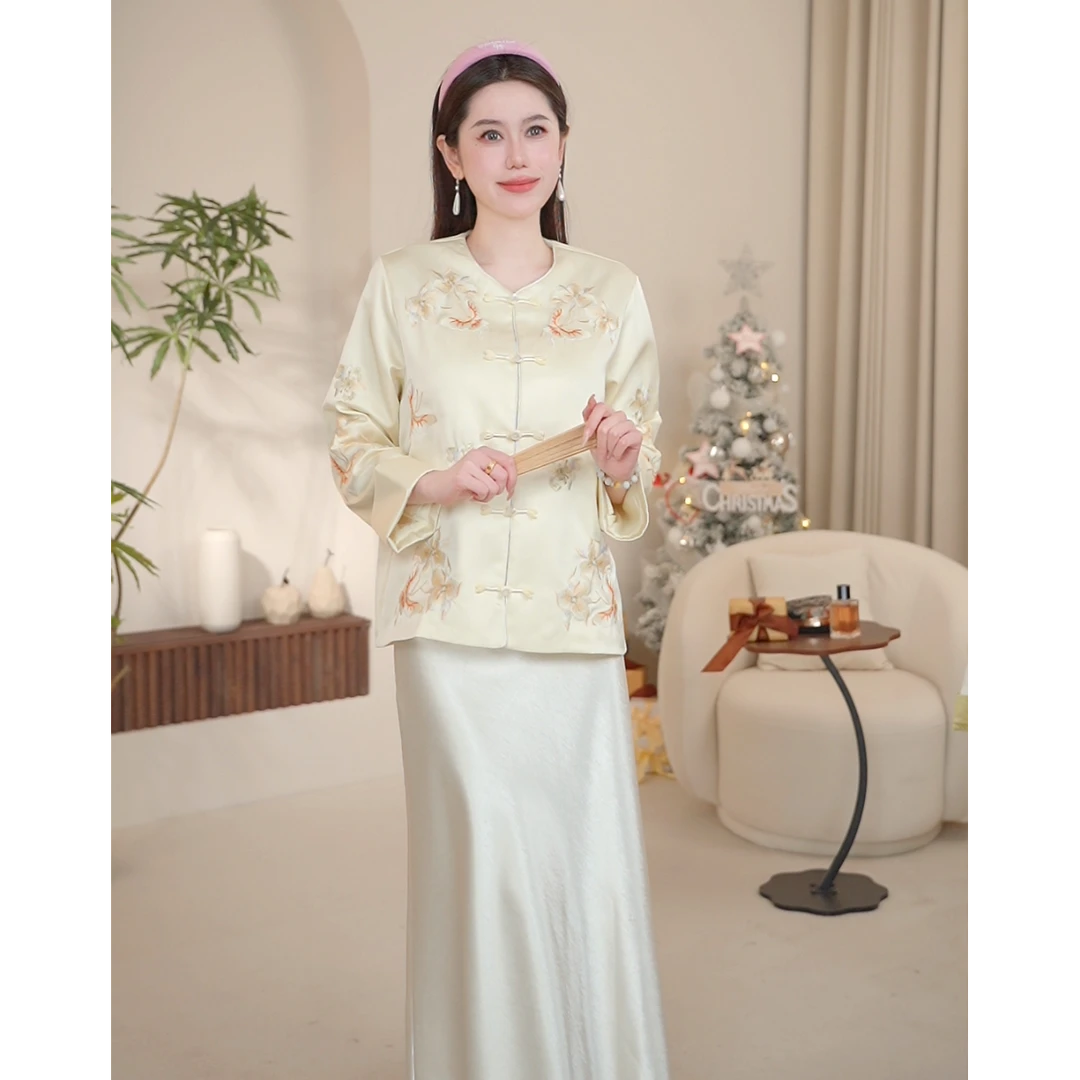 【凡凡】(青衫）新中式国风醋酸刺绣外套