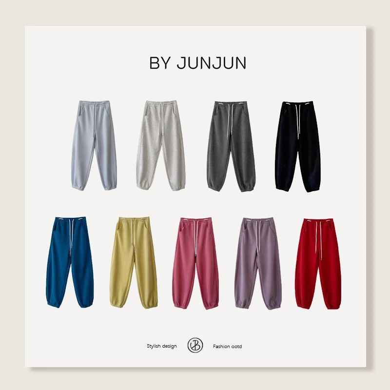 ByJunjun2025冬季新品多巴胺一件过冬厚绒卫裤松紧腰保暖休闲裤