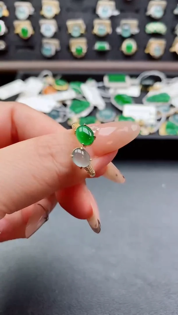 银S925镶嵌戒指翡翠1