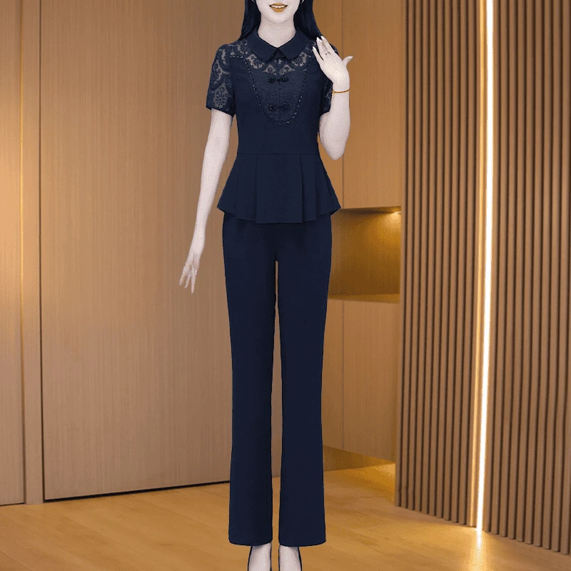 拉夏贝尔套装女2025新款夏洋气轻奢高级感贵夫人品牌妈妈两件套