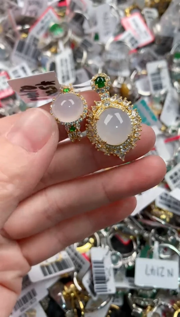 银S925镶嵌戒指翡翠999   7