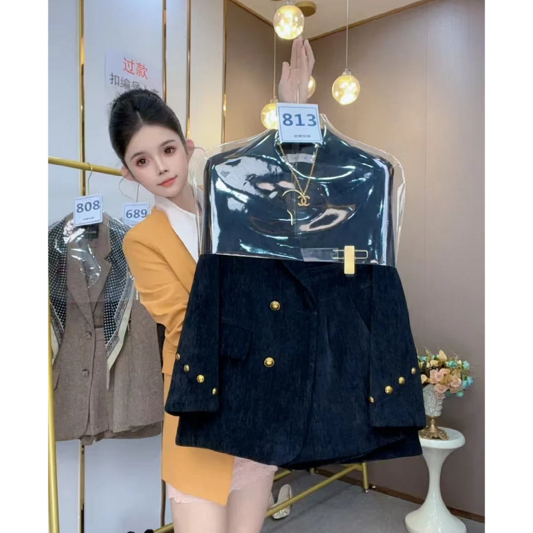 气质雪尼尔大衣2025年秋季新款西装外套女美拉德设计感高级显瘦