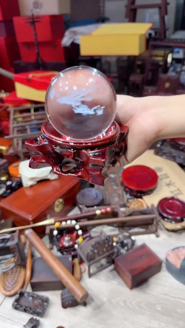 木 光头红木工艺品-扣2带底座