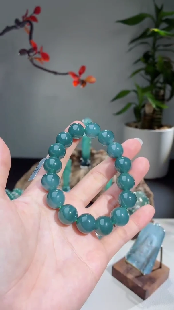 未镶嵌手串翡翠天然A货翡翠-老蓝水珠珠