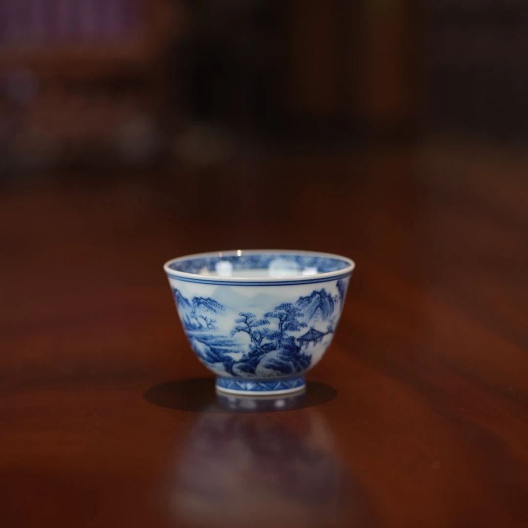 【文堇堂】青花系列 亭台楼阁山水 茶器 154