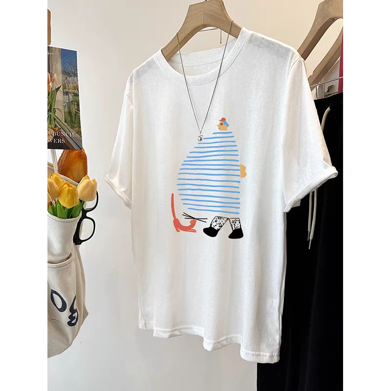 特大码胖mm300斤雪花棉休闲百搭短袖T恤女夏季宽松遮肚子显瘦上衣