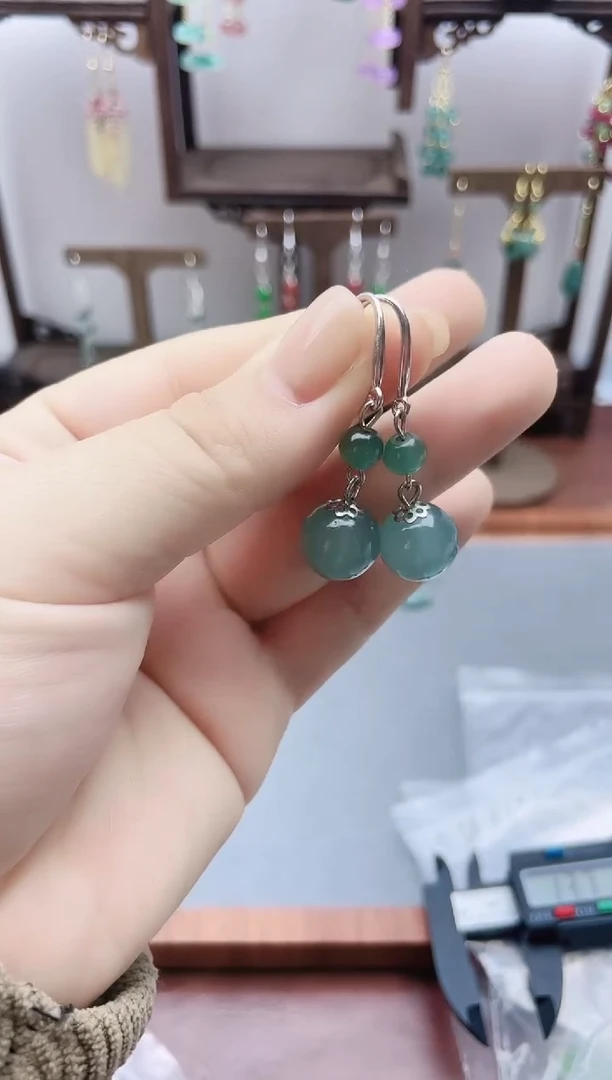 银S925镶嵌翡翠耳饰613000