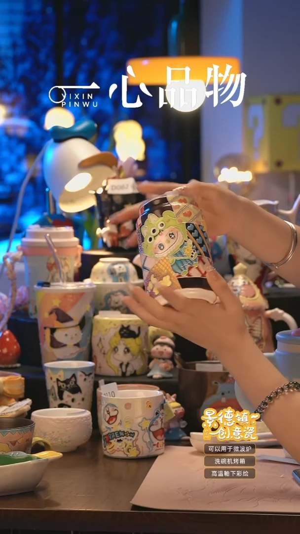 摆件 D070德镇手工手绘杯子摆件