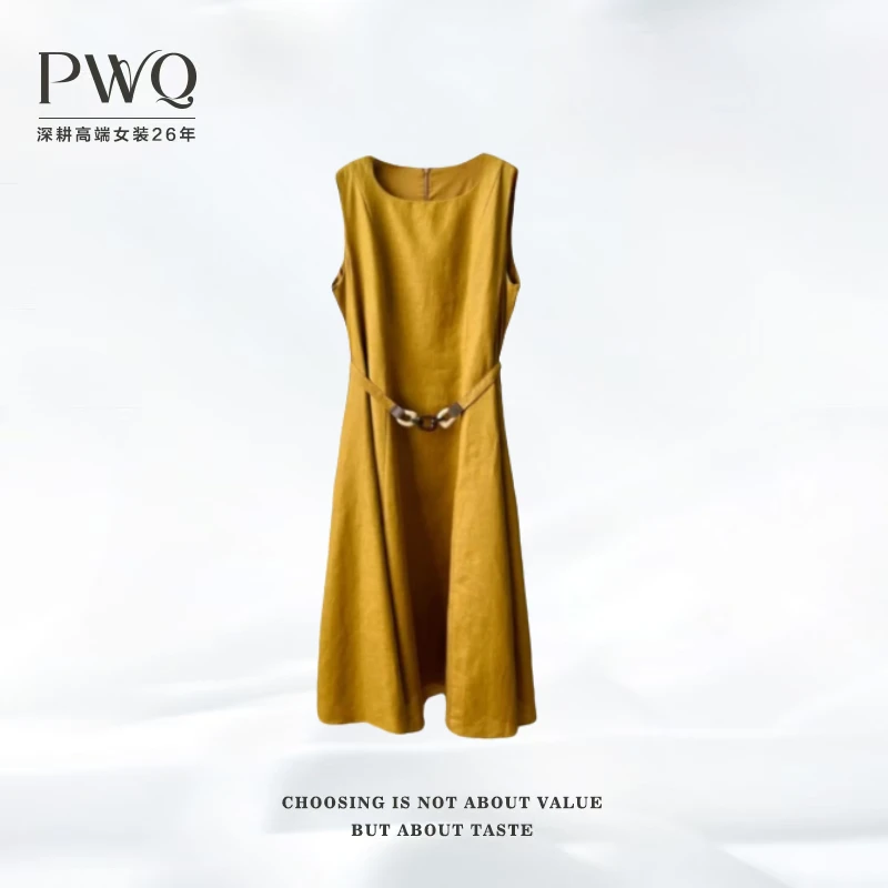 【下午茶】连衣裙圆领无袖肌理感收腰长裙优雅气质GQ-2540502