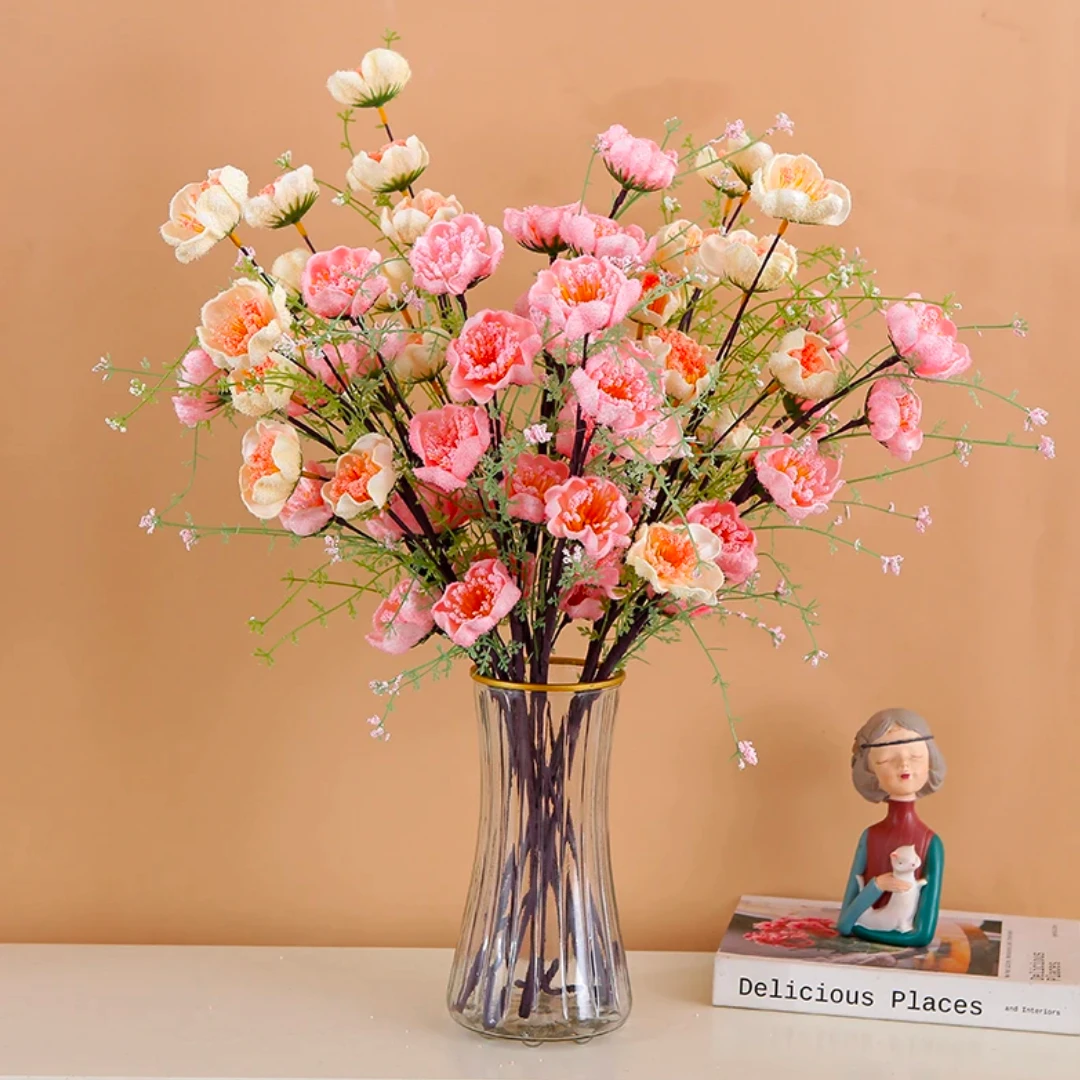 10支（3粉3蓝4香槟色）仿真花摆设杜鹃花餐桌干花装饰家居摆件