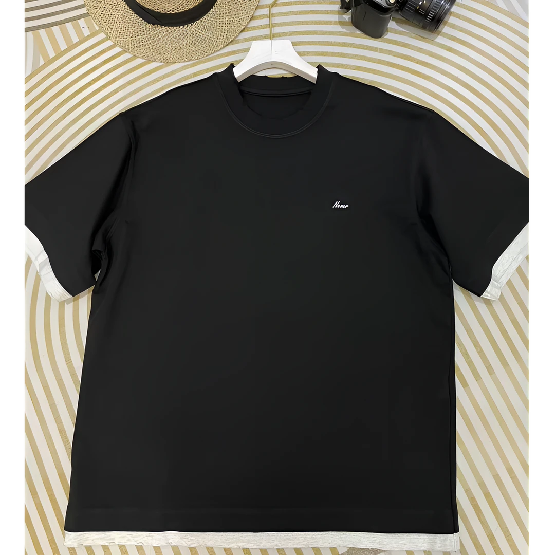 极简重磅 撞色拼接 短袖T恤  高克重300克，百棉