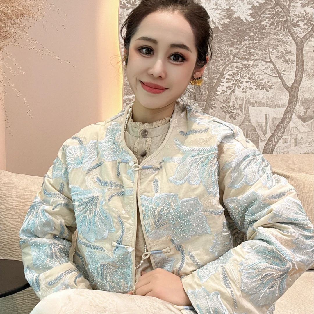【禾禾家】冬款新中式时尚气质女士刺绣高端棉服10690