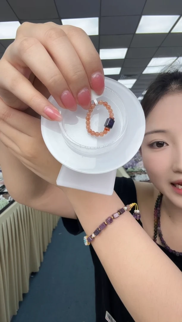 戒指未镶嵌日光石南非泥地樱花粉舒俱来DIY戒圈