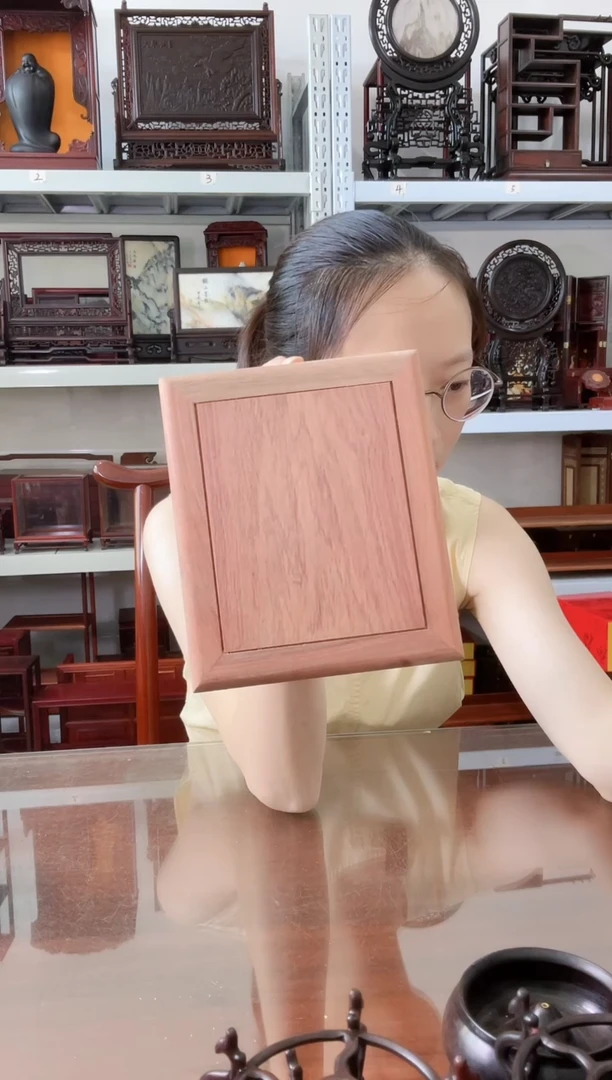 大果紫檀（缅甸花梨）长方底座19*16*3.5     26